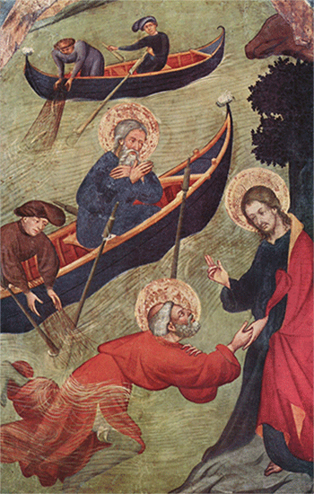 Lluís Borrassà: San Pietro salvato dalle acque (pala d'altare della chiesa di Santa María de Tarrasa)